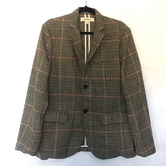 Barque Wool Blend houndstooth Plaid blazer‎ Jacket - Picture 1 of 7